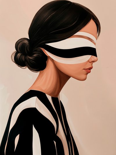 Elegancka kobieta z zasłoniętymi oczami autorstwa Studio Palette