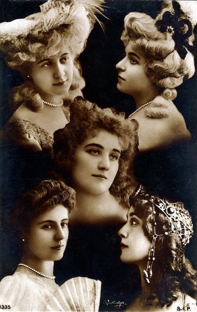 Odwieczna kobiecość, mozaika portretów młodych kobiet, ok. 1900 (foto) autorstwa Studio Reutlinger