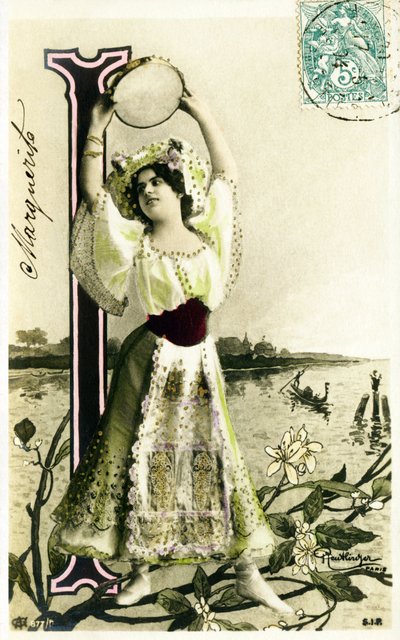 I : Mlle Fischer, artystka z lat 1900 - AAlfabet na pocztówce autorstwa Studio Reutlinger