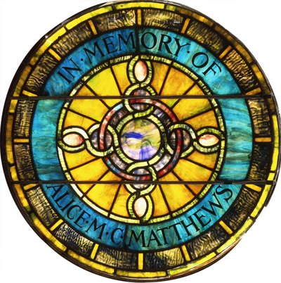 Okrągłe okno ze szkła ołowiowego autorstwa Tiffany Studios (szkło ołowiowe) autorstwa Studios Tiffany