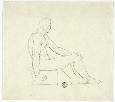 Akt męski w pozycji siedzącej autorstwa Style of Jacques Louis David