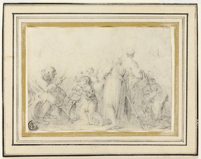 Scena rodzajowa ze starcem, wieśniaczkami i dziećmi autorstwa Style of Jean Baptiste Greuze