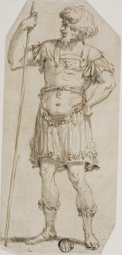 Stojący rzymski wojownik trzymający laskę autorstwa Style of Raymond de Lafage