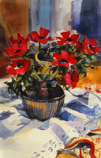 Zawilce czerwone, 1994, autorstwa Sue Wales