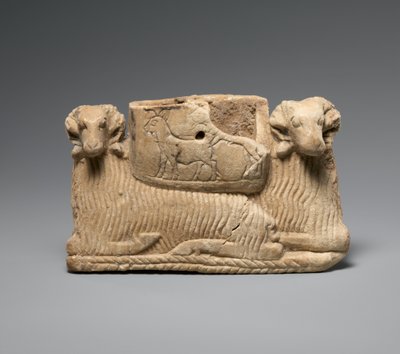Statek wsparty na dwóch baranach, ok. 1930 r. 2600-2500 pne (alabaster gipsowy) autorstwa Sumerian Sumerian