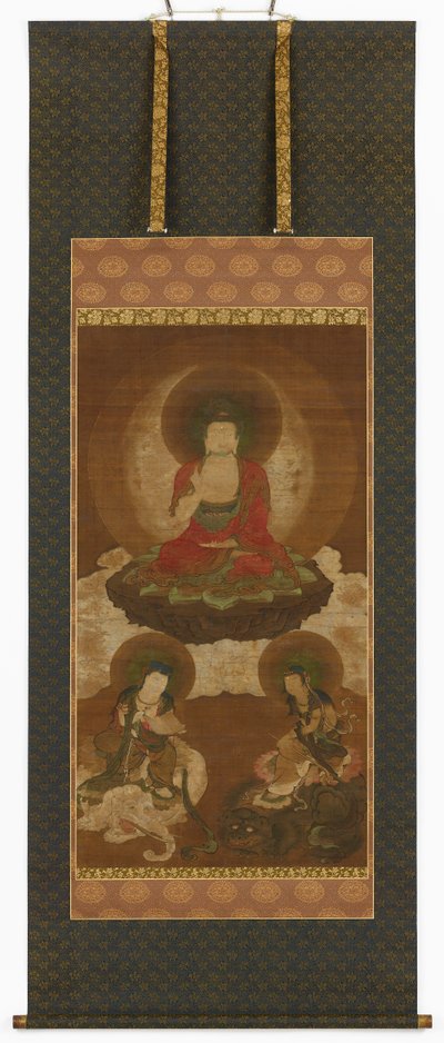 Triada buddyjska: Sakjamuni, Mandziuśri i Samantabhadra, okres Edo, połowa XVII-początek XVIII wieku. autorstwa Sumiyoshi Gukei