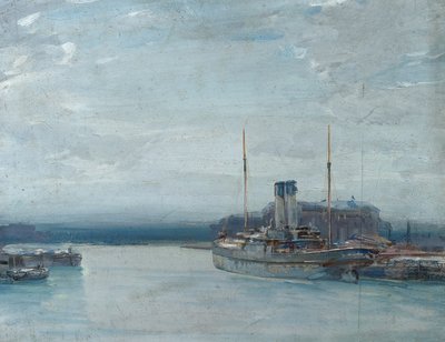 Zmierzch, ok. 1910 (olej na panelu) autorstwa Sunderland Rollinson