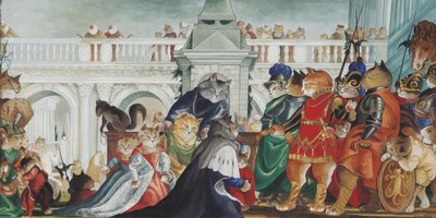 Ilustracja z Cats Galore! A Compendium of Cultured Cats (wyd. 2015) autorstwa Susan Herbert