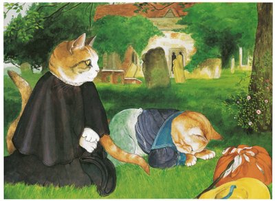 Ilustracja z książki Koty prerafaelitów (wyd. 1999) autorstwa Susan Herbert