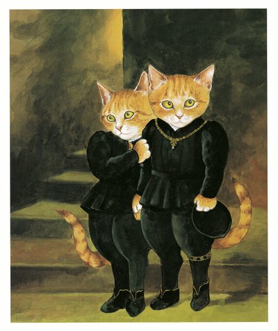 Ilustracja z książki Koty prerafaelitów (wyd. 1999) autorstwa Susan Herbert