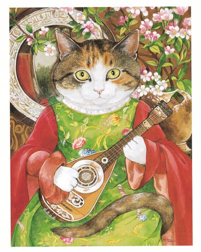 Ilustracja z książki Koty prerafaelitów (wyd. 1999) autorstwa Susan Herbert