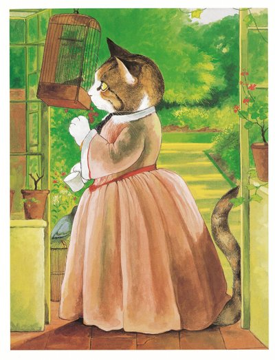 Ilustracja z książki Koty prerafaelitów (wyd. 1999) autorstwa Susan Herbert