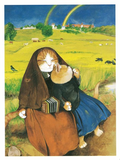 Ilustracja z książki Koty prerafaelitów (wyd. 1999) autorstwa Susan Herbert
