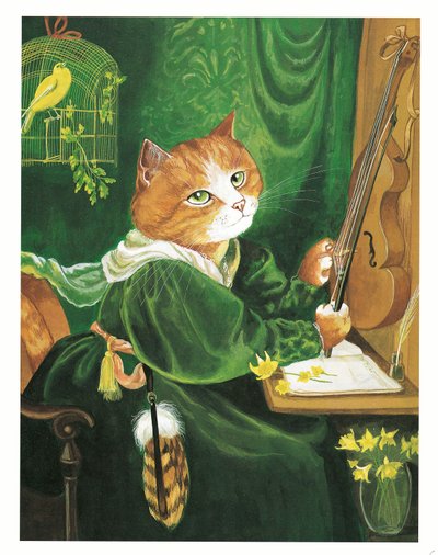 Ilustracja z książki Koty prerafaelitów (wyd. 1999) autorstwa Susan Herbert