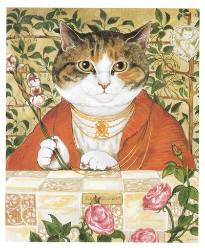 Ilustracja z książki Koty prerafaelitów (wyd. 1999) autorstwa Susan Herbert