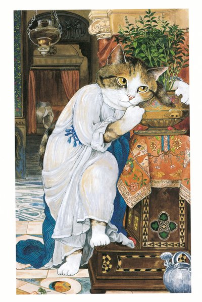 Ilustracja z książki Koty prerafaelitów (wyd. 1999) autorstwa Susan Herbert