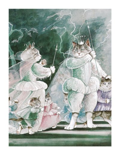 Ilustracja z Shakespeare Cats: Poster Book (wyd. 2016) autorstwa Susan Herbert