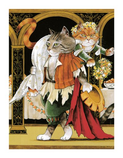 Ilustracja z Shakespeare Cats: Poster Book (wyd. 2016) autorstwa Susan Herbert