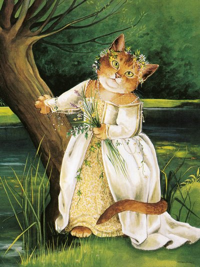 Ilustracja z Shakespeare Cats: Poster Book (wyd. 2016) autorstwa Susan Herbert