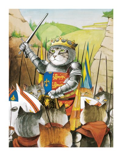Ilustracja z Shakespeare Cats: Poster Book (wyd. 2016) autorstwa Susan Herbert