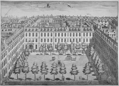 Widok z lotu ptaka na Devonshire Square, City of London, 1740. autorstwa Sutton Nicholls