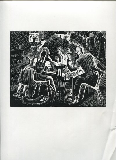Święto Busmana (drzeworyt) autorstwa Suzanne Cooper
