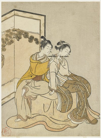 Odcisk kalendarza dla Meiwa 2 oraz mitat cesarza Xuanzonga i Yang Guifei, 1765 r. autorstwa Suzuki Harunobu