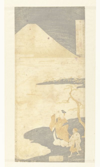 Poeta Yamabe no Akahito patrzący na górę Fuji Wiersze stu poetów (tytuł serii) Hyakunin isshu no uchi (tytuł serii) autorstwa Suzuki Harunobu