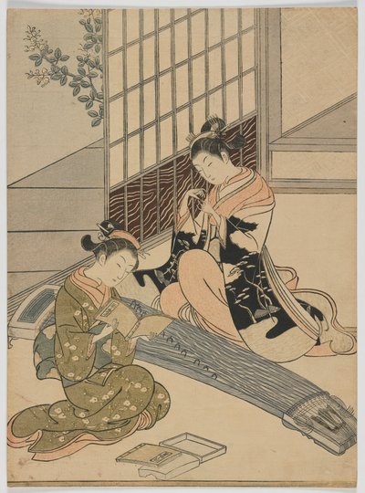 Zstępujące gęsi z Koto, okres Edo, ok. 1766 (kolorowa odbitka drzeworytnicza) autorstwa Suzuki Harunobu