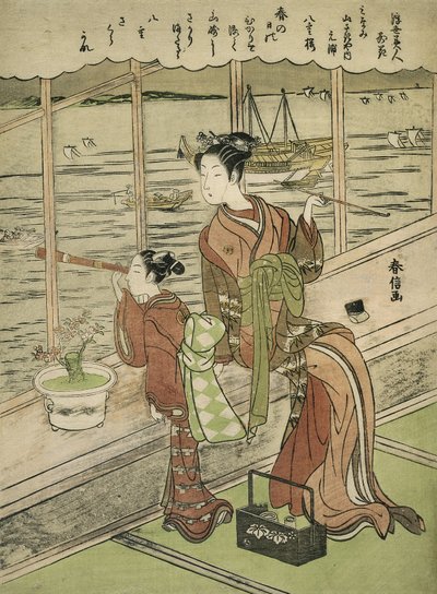 Wiśnia Dwukwiatowa: Motoura Minami Yamasakiya autorstwa Suzuki Harunobu