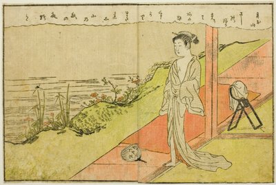 Dwustronicowa ilustracja z tom. 1 z „Picture Book of Spring Brocades (Ehon haru no nishiki)” autorstwa Suzuki Harunobu
