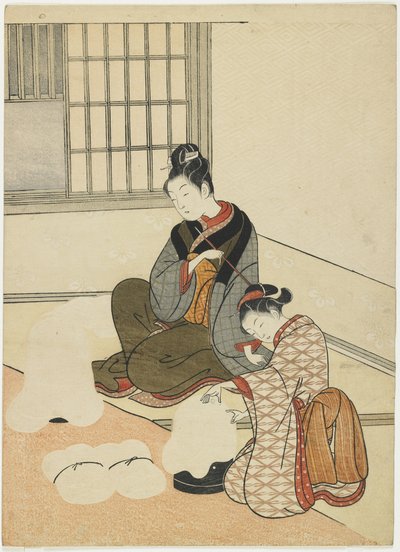 Wieczór Snown Suszarka do Jedwabiu, po 1766 r. autorstwa Suzuki Harunobu