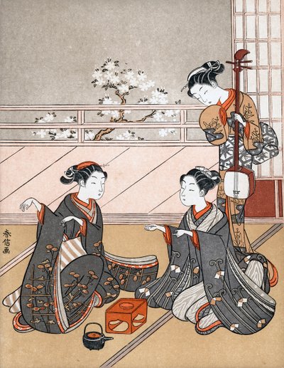 Dziewczyny grające w Kena, c1745-1770. autorstwa Suzuki Harunobu