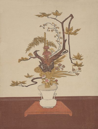 Kompozycja kwiatowa Ike Bana w stylu Ike-no-bo, prawdopodobnie 1765., prawdopodobnie 1765. autorstwa Suzuki Harunobu