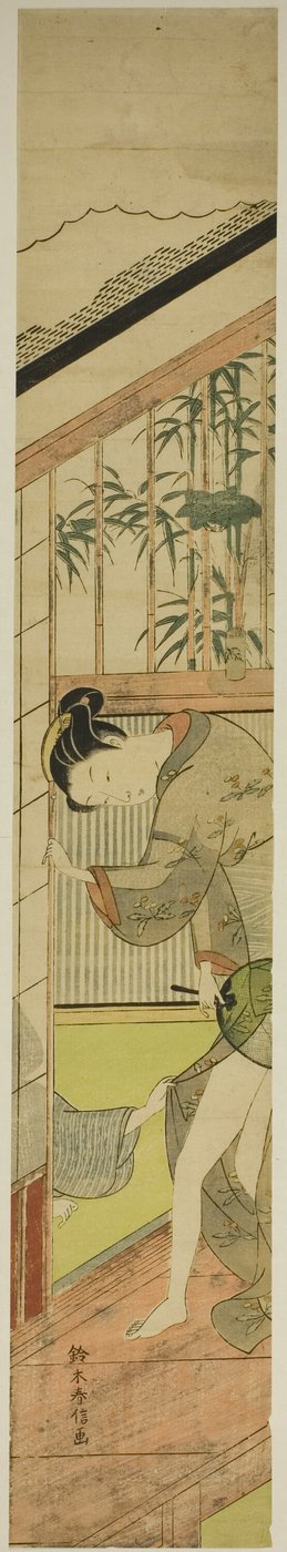 Mężczyzna ciągnący kobietę za kimono autorstwa Suzuki Harunobu