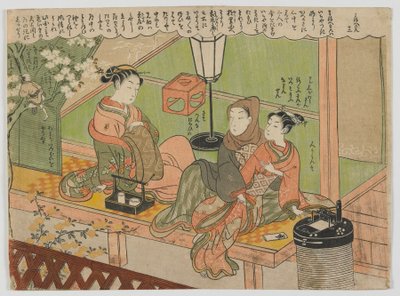 Maneemon 12, okres Edo, ok. 1770 r. (kolorowy drzeworyt) autorstwa Suzuki Harunobu