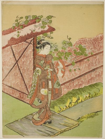 Spotkanie ze swoim kochankiem (parodia rozdziału Yugao „Opowieści o Genji”) autorstwa Suzuki Harunobu