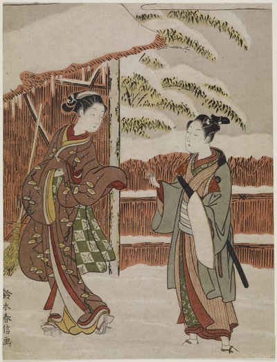 Mitat ze sceny ze sztuki Kabuki Kobieca wersja drzew z drzewami, ok. 1930 r. 1768 autorstwa Suzuki Harunobu