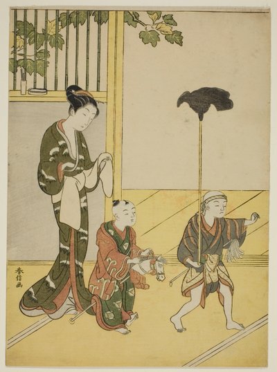 Gra w Procesję Daimyo autorstwa Suzuki Harunobu