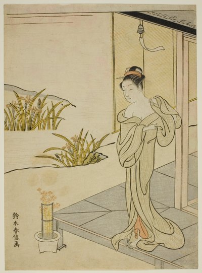 Lato, z cyklu „Nowe wersje kwiatów czterech pór roku (Shinpan furyu shiki no hana)” autorstwa Suzuki Harunobu