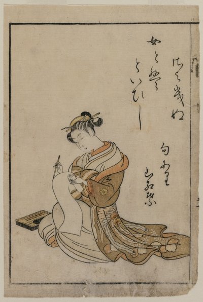 Pismo kurtyzany z książki z kolekcji pięknych kobiet Yoshiwary, 1770. autorstwa Suzuki Harunobu