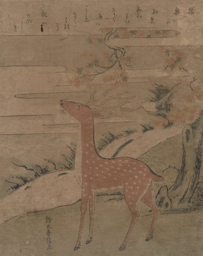 Krzyk jelenia, ca. 1760 r., ok. 1760 r. 1760. autorstwa Suzuki Harunobu
