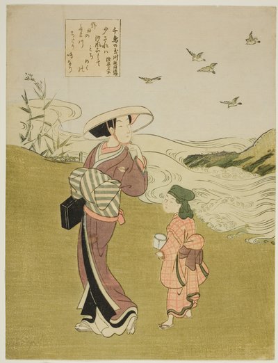 The Jewel River of Plovers (Chidori no Tamagawa), z serii bez tytułu Six Jewel Rivers autorstwa Suzuki Harunobu