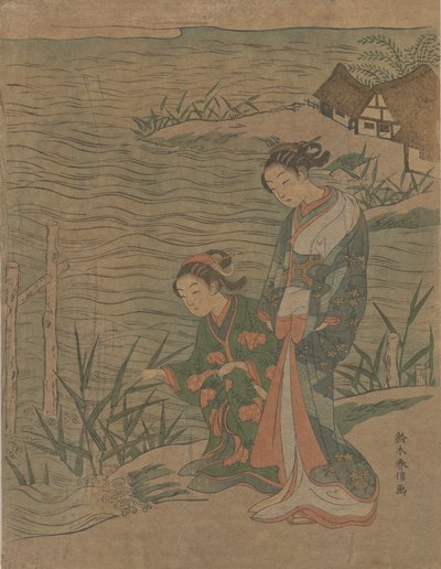 Dwie Panienki na Wybrzeżu, ca. 1768 r., ok. 1768 r. 1768. autorstwa Suzuki Harunobu
