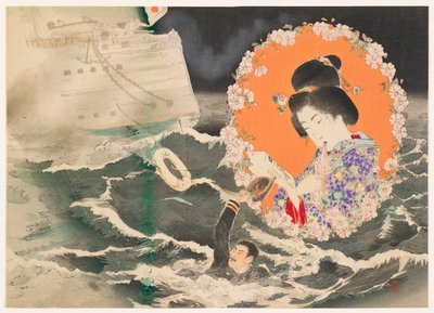 Frontispiece Illustration (kuchi-e) do tomu 1 powieści Asahizakura Murai Gensai autorstwa Suzuki Kason