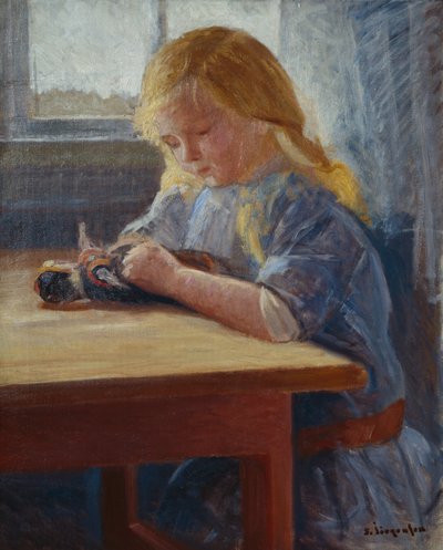 Dziewczyna bawi się lalką autorstwa Sven Jorgensen