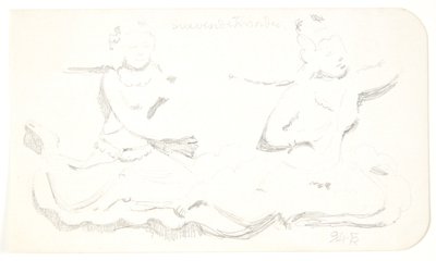 „Unoszące się kobiety”. Arkusz do nauki po płaskorzeźbach w Borobudur na Jawie. autorstwa Svend Rathsack