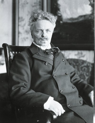 August Strindberg w swoim domu w Sztokholmie (zdjęcie czarno-białe) autorstwa Swedish Photographer