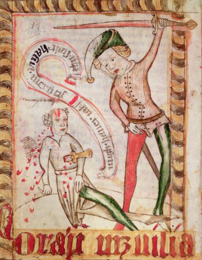 Przestępstwo, z krajowych kodeksów prawa Magnusa Erikssona (1319-64) ok. 1450 r. (welin) autorstwa Swedish School