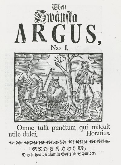 Pierwszy numer „Then Swänska Argus” autorstwa Swedish School